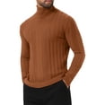 thumbnail image 4 of Suéteres de cuello alto para hombres INSPIRE CHIC, suéteres de punto cálidos de color sólido, suéteres de pullover marrón M, 4 of 6