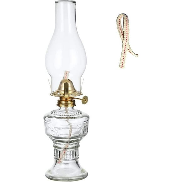 32cm Oil Lamp Clear Glass Windproof Lampshade Kerosene Lantern Traditional Retro Antique Hurricane Lamp for Indoor Outdoor Table Decoration Use