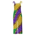thumbnail image 4 of Awdenio Ladies Sleeveless Romper Dressy Adjustable Straps Mardi Gras Overalls Off-Shoulder Mask Print Cotton Linen Jumpsuit, 4 of 5