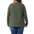 thumbnail image 3 of Agnes Orinda Women's Plus Size Waffle Knit Crew Neck Pleat Front Long Sleeve Tops 1X Army Green, 3 of 4