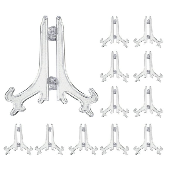 4" Acrylic Plate Stands for Display Stand Plate Holder Transparent 12Pcs