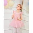 thumbnail image 7 of Oudiya Girls Ruffle Sleeve Shiny Ballet Leotard Tutu Dance Dresses for Ballerina Kids 3-11Y, 7 of 7