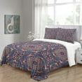 thumbnail image 4 of LAICAIW Boho 3-Piece Quilt Cover Set, Lightweight Mandala Pattern Reversible Microfiber, Purple, Twin 68x86 inch, 4 of 7