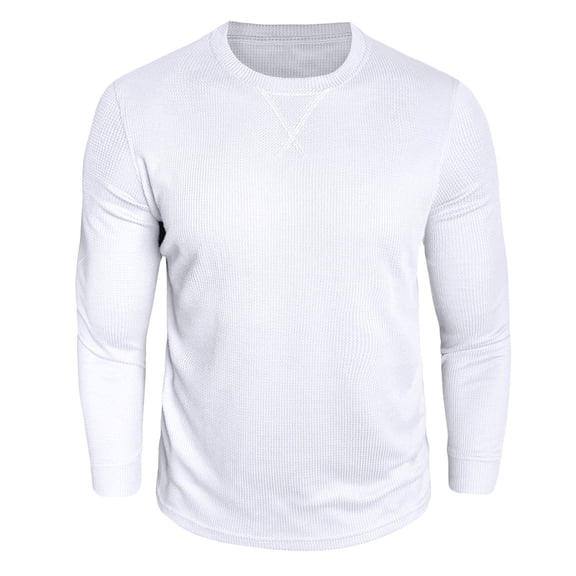 IYTR Long Sleeve Mens T Shirts Fitness Sports Tshirt Leisure Loose Fit Spring Clothes Lightweight Solid Color Crew Neck Shirt (White,XL)