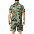 thumbnail image 4 of DORKASM Halloween Matching Pajamas for Men Pj Sets Bat Pumpkin Print Button Down Sleepwear Green S, 4 of 4