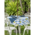 thumbnail image 3 of Outdoor Tablecloth with Umbrella Hole for Patio/Picnic/Party/Camping, Cute Lemon Floral Waterproof Table Cloth Round Cover Washable, Farmhouse Blue White Striped (Dia 54"), 3 of 8