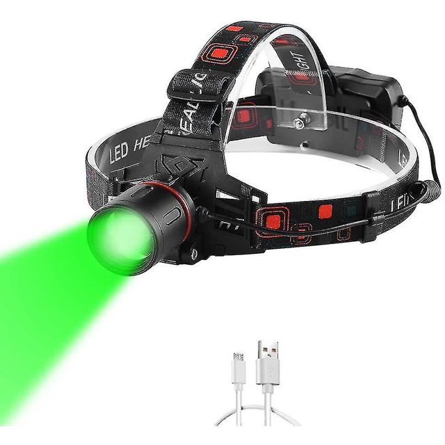 Linterna frontal de luz verde para visión nocturna, faro verde ultrabrillante, faro Led recargable por USB para caza