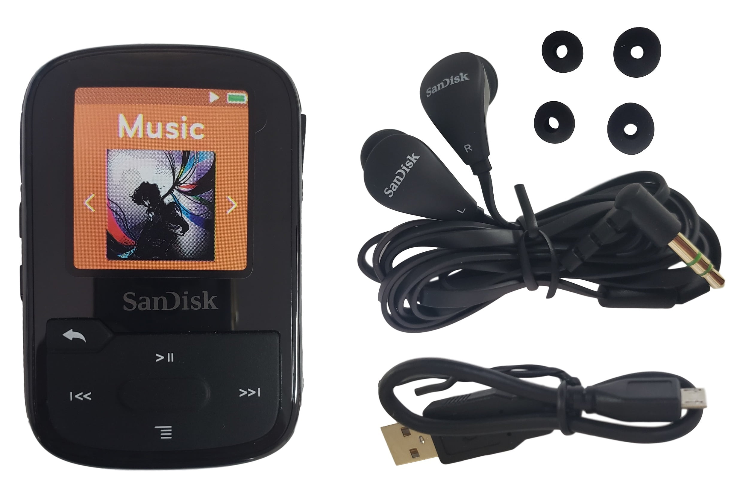 SanDisk Clip Sport Plus 16GB MP3 Player with FM Transmitter, Black, 2255914154 (Refurbished)