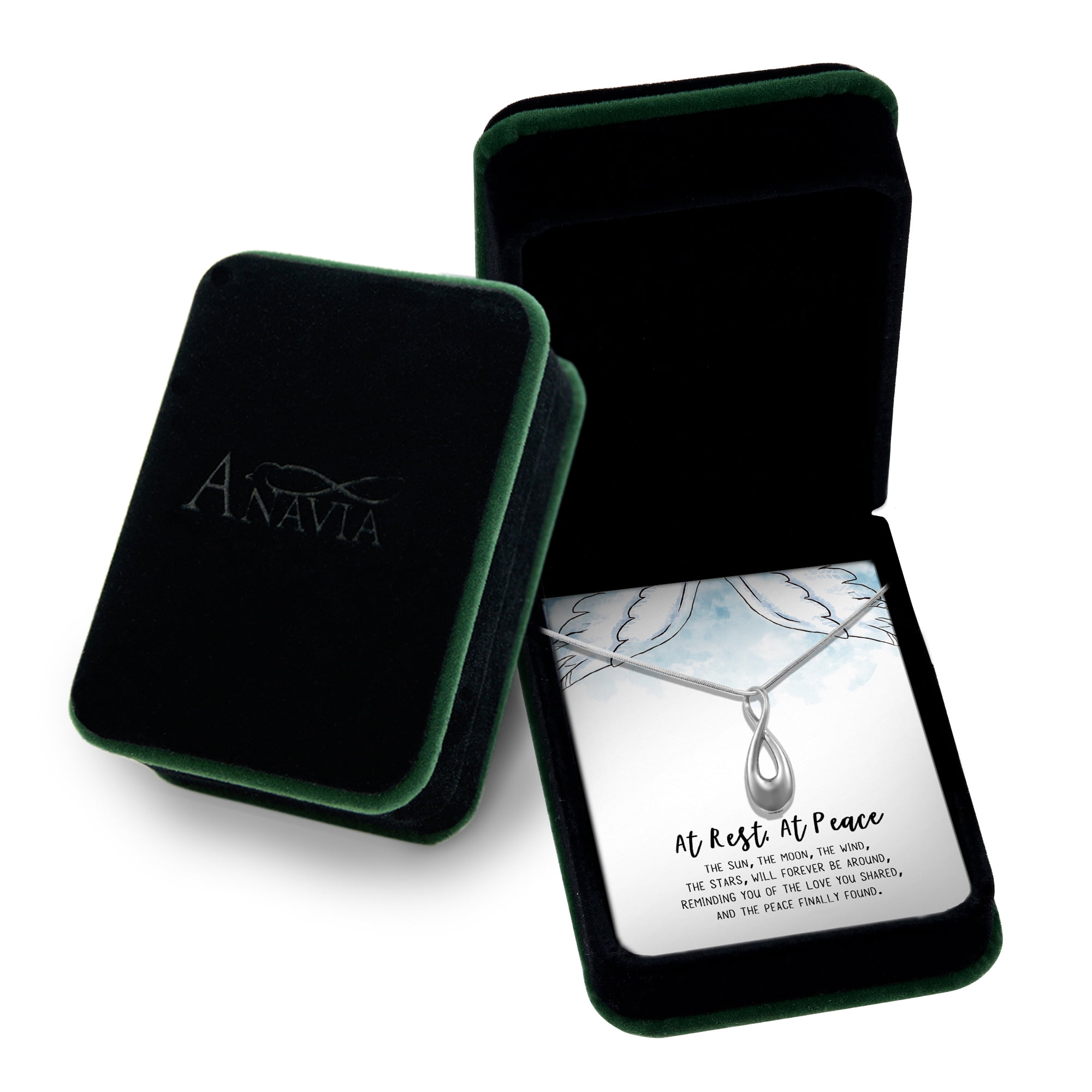 At Rest At Peach Cremation Jewelry - Silver Infinity Memorial Neckalce - Urn Ashes Holder Container - Stainless Steel Continer for Human Ashes - Funnel Kit - Ships Next Day!