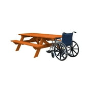 HomeRoots Redwood Solid Wood Outdoor Picnic Table Umbrella Hole