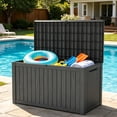 thumbnail image 7 of KAMEROUT 180 Gallon Resin Deck Box, Package Delivery Box with Lockable Lid, Waterproof Outdoor Storage Box For Garden Tools, Patio Cushions, Black, 7 of 7