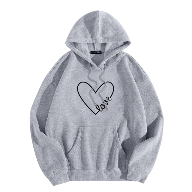toraway Hoodies pour Femmes Pull Grande Taille Sweat à Capuche Imprimé Col Rond Manches Longues S