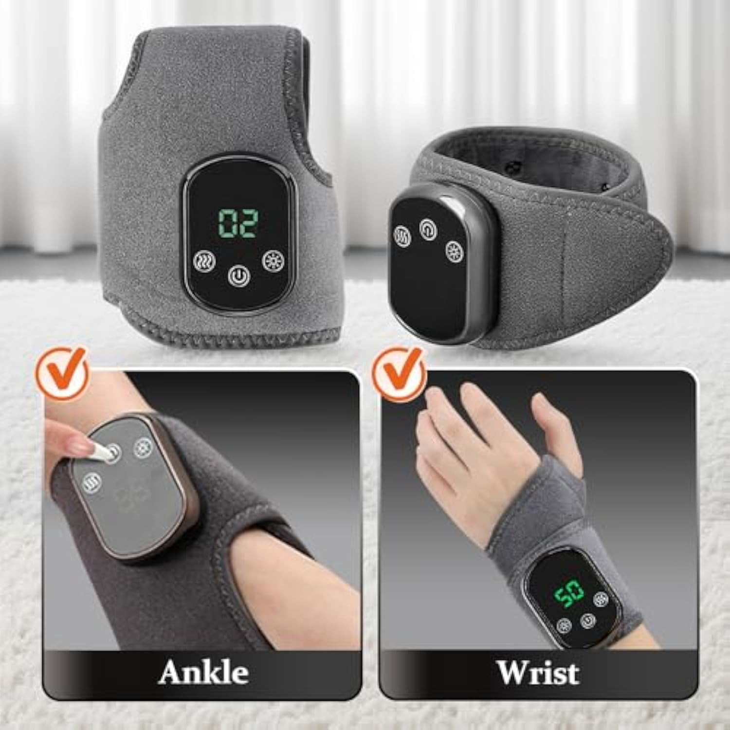 Foot Renew Triple Method Massager, Wireless Heated Foot & Ankle Wrap, Portable Foots Renew Massager(Ankle)