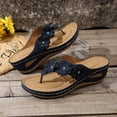 thumbnail image 5 of Modstep Sandals for Women Orthopedic Wedge Shoes Comfortable Dressy Summer Flower Flip Flops with Arch Support Non Slip Slides Blue 8, 5 of 7