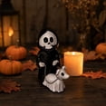 thumbnail image 3 of Halloween Decoration Skeleton Walking Dog Figurine 6Inch Resin Gothic Satanic Ornament Gift Mantel Shelf Coffee Table, 3 of 7