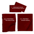 thumbnail image 4 of Comfy Bamboo World 9900 Series Draps Brodés 100 G/m2 Ensemble de Draps, Format Grand Lit, Rouge, 4 of 5