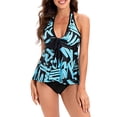 thumbnail image 3 of Plus Size Women Halter Tankini Swimsuits Loose Fit Two Piece Bathing Suits Sexy Vintage Retro Tankini Tops with Shorts, 3 of 5
