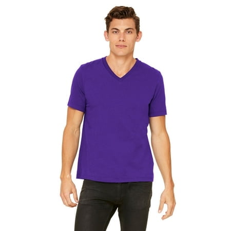 BELLA+CANVAS T-Shirt Jersey à Col en V pour Homme, 2TG, Violet Équipe