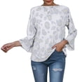 thumbnail image 2 of Camisa de cuello redondo,Blusa de manga acampanada Tops sueltos casuales Blusas Camisa de manga acampanada Respuesta rápida, 2 of 6