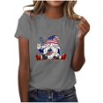 thumbnail image 1 of Blusas para las Mujeres Casual, Estampado Manga Corta Cuello Redondo Camiseta Top Hecho de Cómodo Estante de Imitación para Toda la Temporada de Uso Diario, Tops Cortos para las Mujeres, 1 of 4