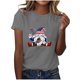 thumbnail image 1 of Blusas para las Mujeres Casual, Estampado Manga Corta Cuello Redondo Camiseta Top Hecho de Cómodo Estante de Imitación para Toda la Temporada de Uso Diario, Tops Cortos para las Mujeres, 1 of 4