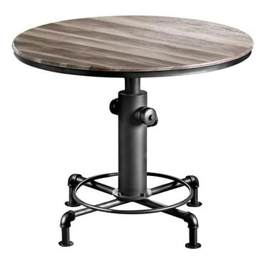 Benjara Metal Counter Height Dining Table with Fire Hydrant Inspired Base, Gray