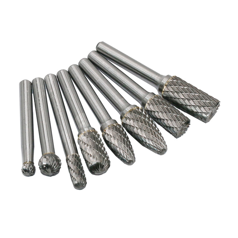 New 10Pcs Tungsten Carbide Cutting Burr Set Drill Bits Rotary Grinder Grinding Fit for Cutting Carving Notching Routing and Woodworking 