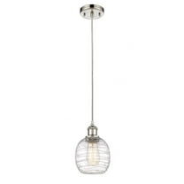 516-1P-PN-G1013 Innovations Lighting Belfast - 1 Light Cord Hung Mini Pendant In Industrial Style-9 Inches Tall and 6 Inches Wide-Polished Nickel