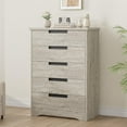 thumbnail image 3 of 5 Drawer Dresser for Bedroom, Natural Chest of Drawers with Embedded Handles, Wooden Dresser Organizer for Living Room, Nursery, Hallway and Entryway, 3 of 7