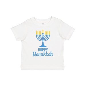 Happy Hanukkah with Blue Menorah Toddler T-Shirt