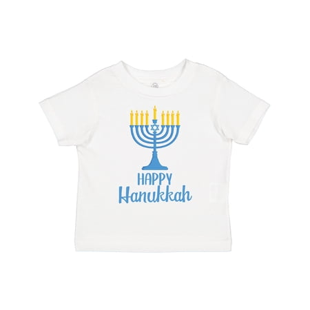 Happy Hanukkah with Blue Menorah Toddler T-Shirt