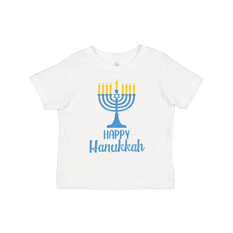 Happy Hanukkah with Blue Menorah Toddler T-Shirt photo 1