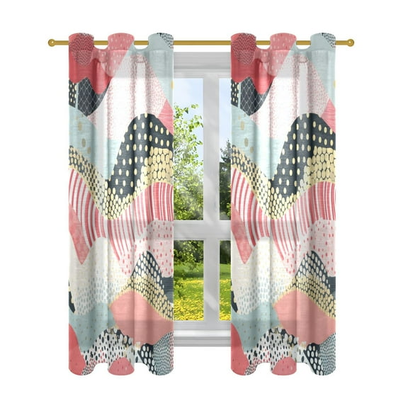 Stripe Stitch Pattern Boho Blackout Curtains Patio Door Curtains Window Decoration for Bedroom Living Room 2 Panels