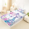 thumbnail image 4 of Feelyou Watercolor Mermaid Tails Twin Sheet Sets for Girls, Jellyfish Starfish Marine Wildlife Bedding, Pink White, 3-Piece, 4 of 5
