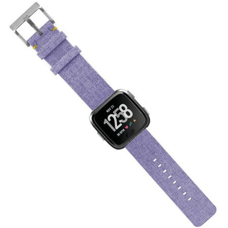 Fabric Strap Band Woven Fabric Wrist Strap Watch Special Edition for Fitbit Versa,Replacement Bands Classic Square Stainless Steel Buckle for Fitbit Versa Smart Watch(Purple) ()