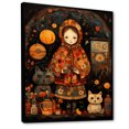 thumbnail image 2 of Designart "Mexican Children Art in Orange V" Fantasy Framed Wall Art - Kids Orange Children's Art Entryway Framed Wall Art Print, 2 of 6