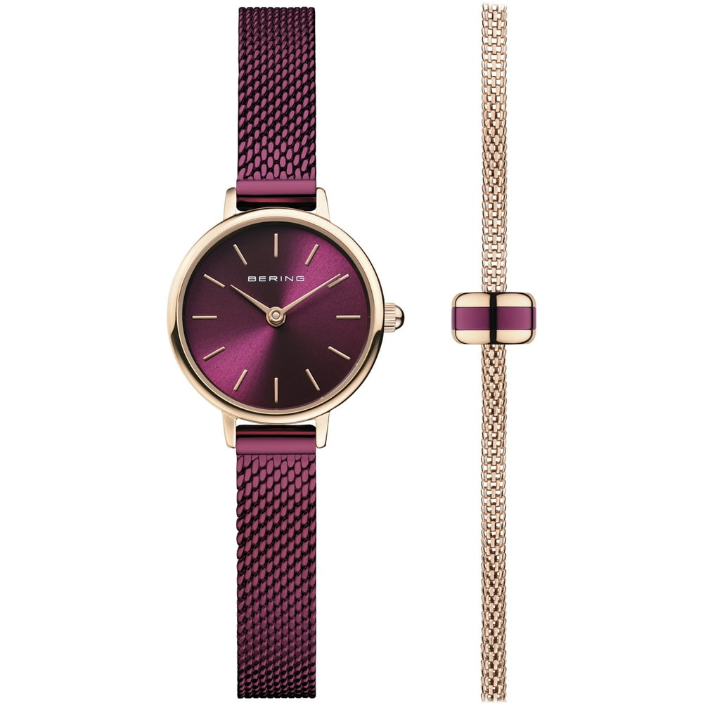 BERING BERING Women's Watch Set With Purple Mesh Strap Watch with