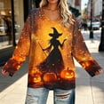 thumbnail image 5 of Uootdi Halloween Sweatshirts for Women V Neck Witch Pumpkin Graphic Womens Sweatshirt Oversized Fit Costume Night Soft Womens Tops Gift, 5 of 7