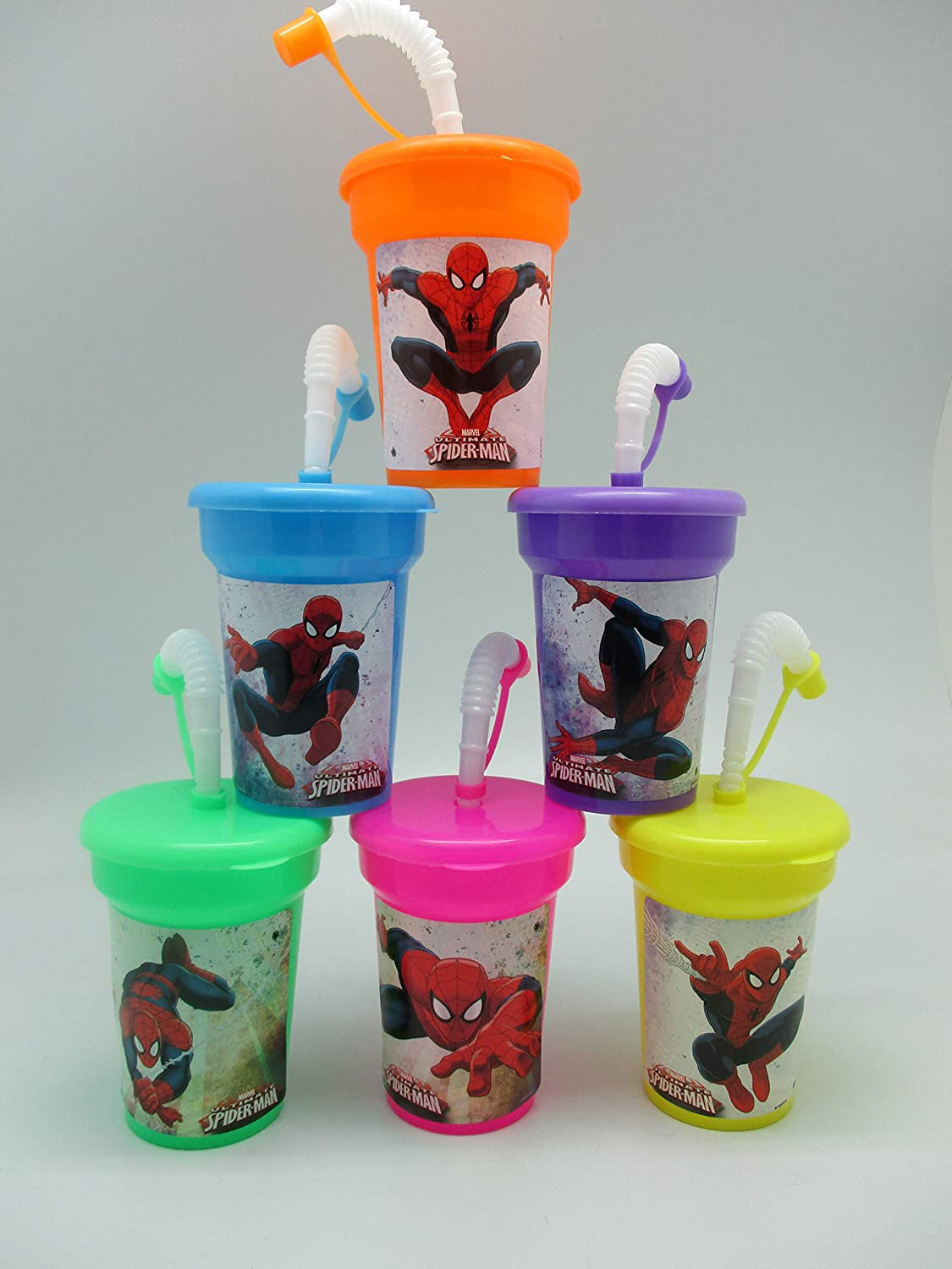 6 DC Super Hero Girls Stickers Birthday Sipper Cups with lids Party Favor Cups 