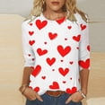 thumbnail image 2 of Plus Size T-Shirts Womens Valentines Day Tops Gradient Cute Heart Print Tee Trendy 3/4 Sleeve Gifts, 2 of 5