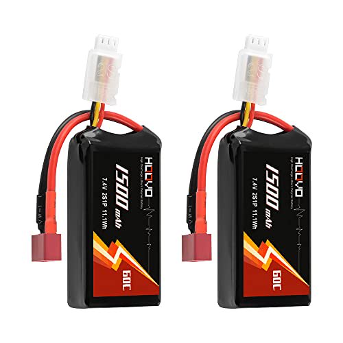 HOOVO 2S 7.4V 1500mAh 60C Pack de Batteries RC Lipo avec Connecteur Deans T pour Bateau RC Camion RC Hélicoptère Avion Quadcopter UAV Drone FPV Racing Passe-Temps m