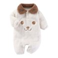 thumbnail image 2 of FAOWME Big Kids Girls Boys Romper Fuzzy Long Sleeve Turndown Collar Cartoon Prints Comfortable Warm Bodysuits Jumpsuits For Daily Wear White 6-9 Months, 2 of 7