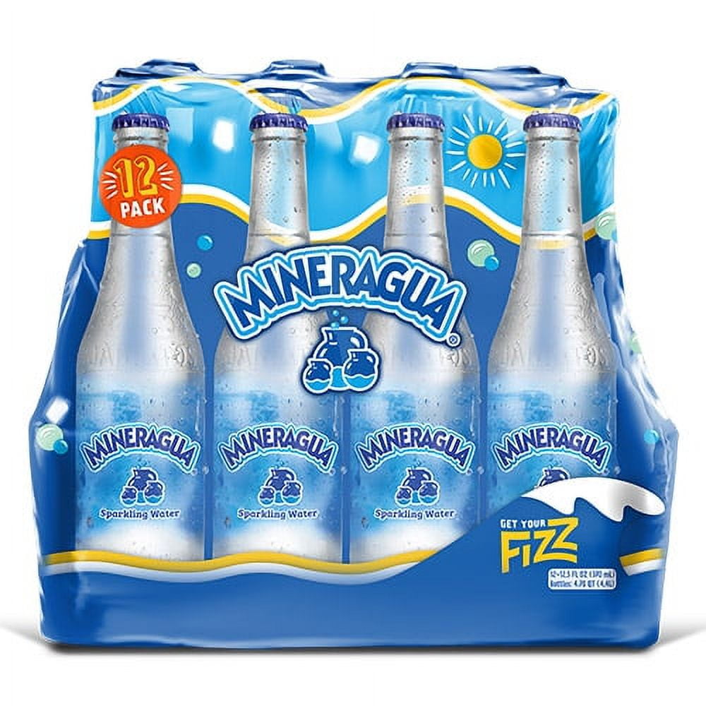 Jarritos Mineragua Sparkling Water, 12.5 fl oz (370ml) Glass Bottle, 12 Pack