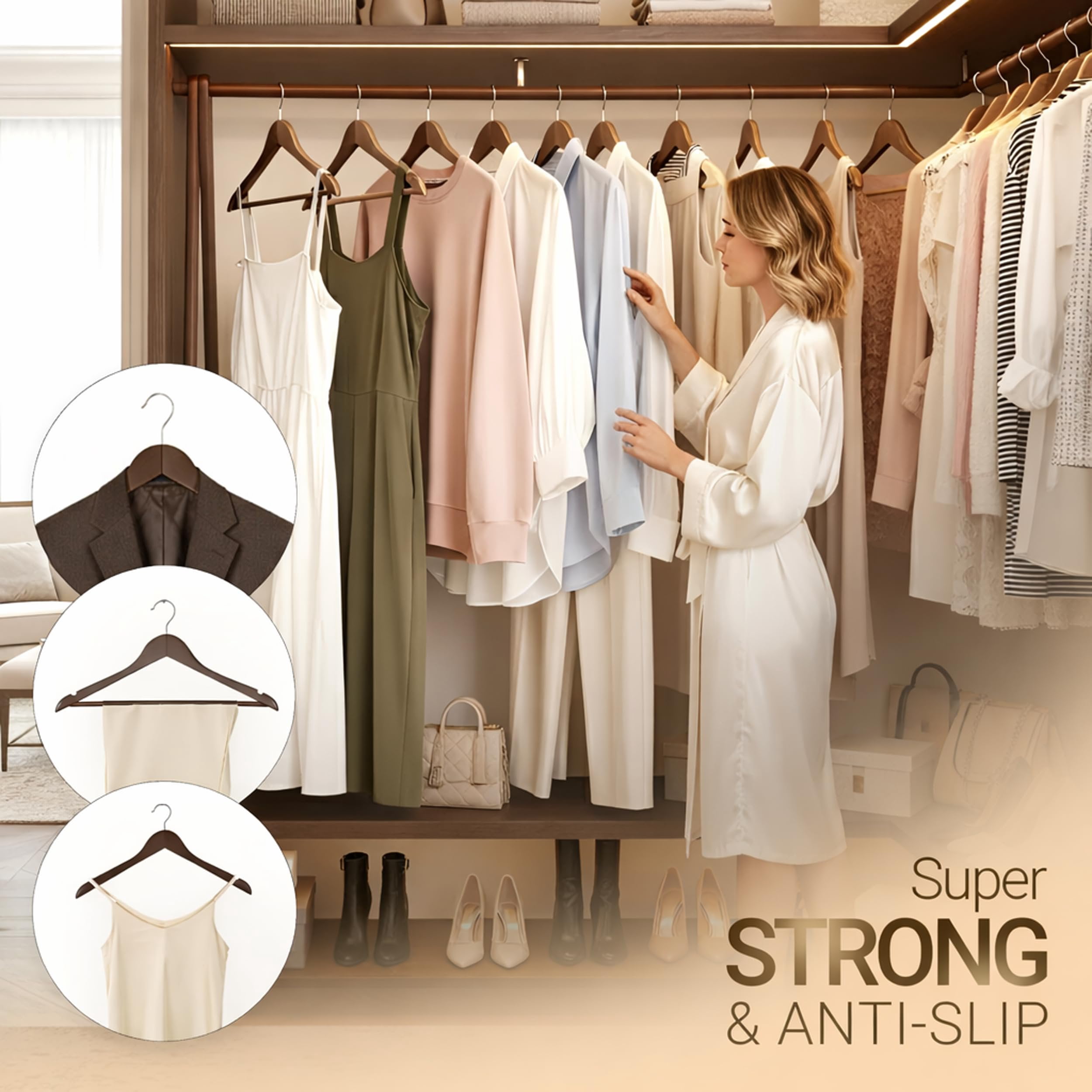 Utopia Home Premium Wooden Hangers 20 Pack - Durable & Slim Coat Hanger - Suit Hanger with 360-Degree Rotatable Hook - Wood Hangers with Shoulder Grooves (Vintage Color)