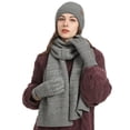 thumbnail image 5 of ZHOGXU Winter Beanie Hat Scarf Gloves Set For Women And Men Thick Caps Long Scarf Touchscreen Gloves Knitted Warm Comfortable Outfits 3 Pack For Daily Wear Light Gray One Size, 5 of 6