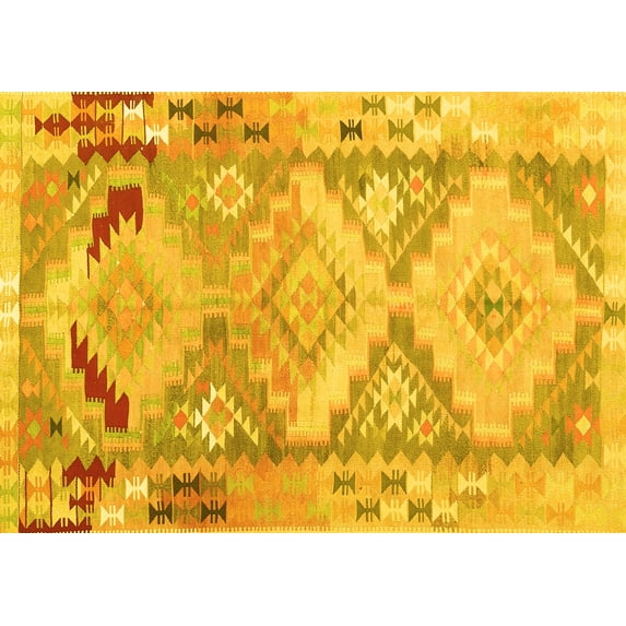 Ahgly Company Indoor Rectangle Southwestern Yellow Country Area Rugs, 6' x 9'