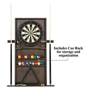 7.5 ft Billiard Pool Table with Cue Rack, Dartboard, and Game Accessories, Tan, by Barrington Billiards