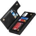 thumbnail image 2 of for iPhone 11 Luxury PU Leather Case with Card Holder,[3 Card Slots],Double Magnetic Clasp Stand Function Back Wallet Case Flip Durable Protective Case for iPhone 11 6.1",Black, 2 of 15