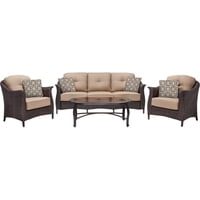 Hanover Gramercy 4-Piece Outdoor Wicker Conversation Set