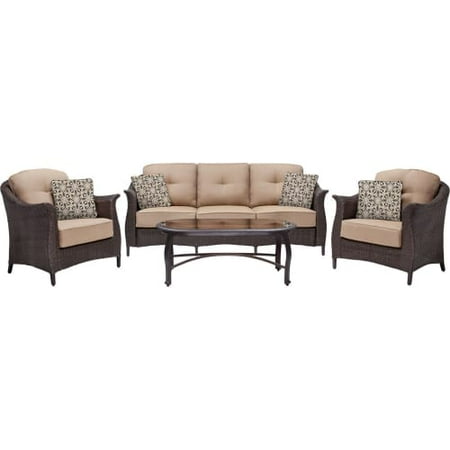 Hanover Gramercy 4 Piece Outdoor Wicker Conversation Set Hanover Gramercy 4 Piece Outdoor Wicker Conversation Set